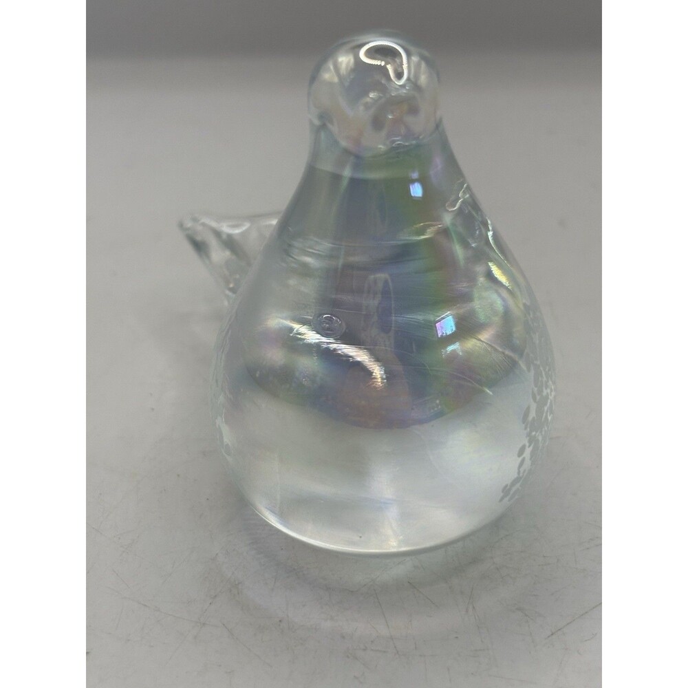 Rainbow Snow Bird Figurine Iridescent Art Glass Matte Finish 5” - Picture 3 of 9